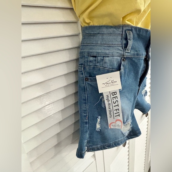 Vince Blue New York high waisted distress stretch Jean shorts size 7- NWT - Picture 4 of 5